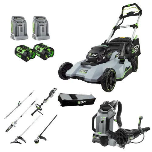 מכסחת דשא נטענת 56V נסיעה עצמית 52 ס";מ + סוללה 7.5Ah + מטען מהיר LM2135E-SP +סט קומבי 56V קרבון פייבר MHBC1204E + מפוח גב LB6000E + תיק נשיאה למולטיטול EGO