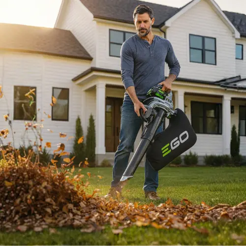 מפוח / שואב עלים/ גורס Brushless 56V נטען 3 ב-1 עם שק איסוף + סוללה 5.0Ah + מטען EGO