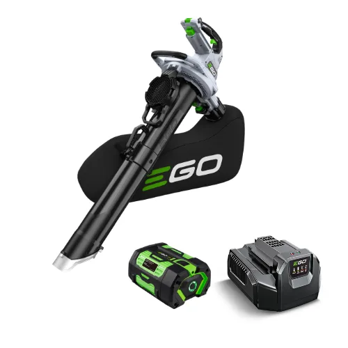 מפוח / שואב עלים/ גורס Brushless 56V נטען 3 ב-1 עם שק איסוף + סוללה 5.0Ah + מטען EGO