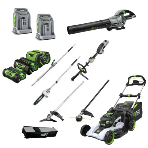 מבצע סט חדש לגננים: 56V Brushless קומבי קרבון פייבר + מכסחת דשא + מפוח EGO
