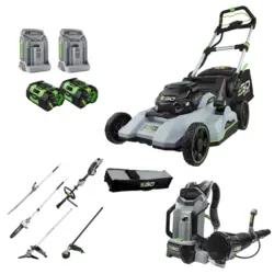 מכסחת דשא נטענת 56V נסיעה עצמית 52 ס"מ + סוללה 7.5Ah + מטען מהיר LM2135E-SP +סט קומבי 56V קרבון פייבר MHBC1204E + מפוח גב LB6000E + תיק נשיאה למולטיטול EGO