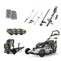 מבצע לגננים (2) 2026 - קומבי קרבון פייבר+ סט מכסחת נטענת 56V נסיעה עצמית 52 ס"מ+ מפוח גב + סוללה 6.0Ah