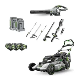 מבצע לגננים (1) 2026 - קומבי קרבון פייבר+ סט מכסחת נטענת 56V נסיעה עצמית 52 ס"מ+ מפוח + סוללה 6.0Ah